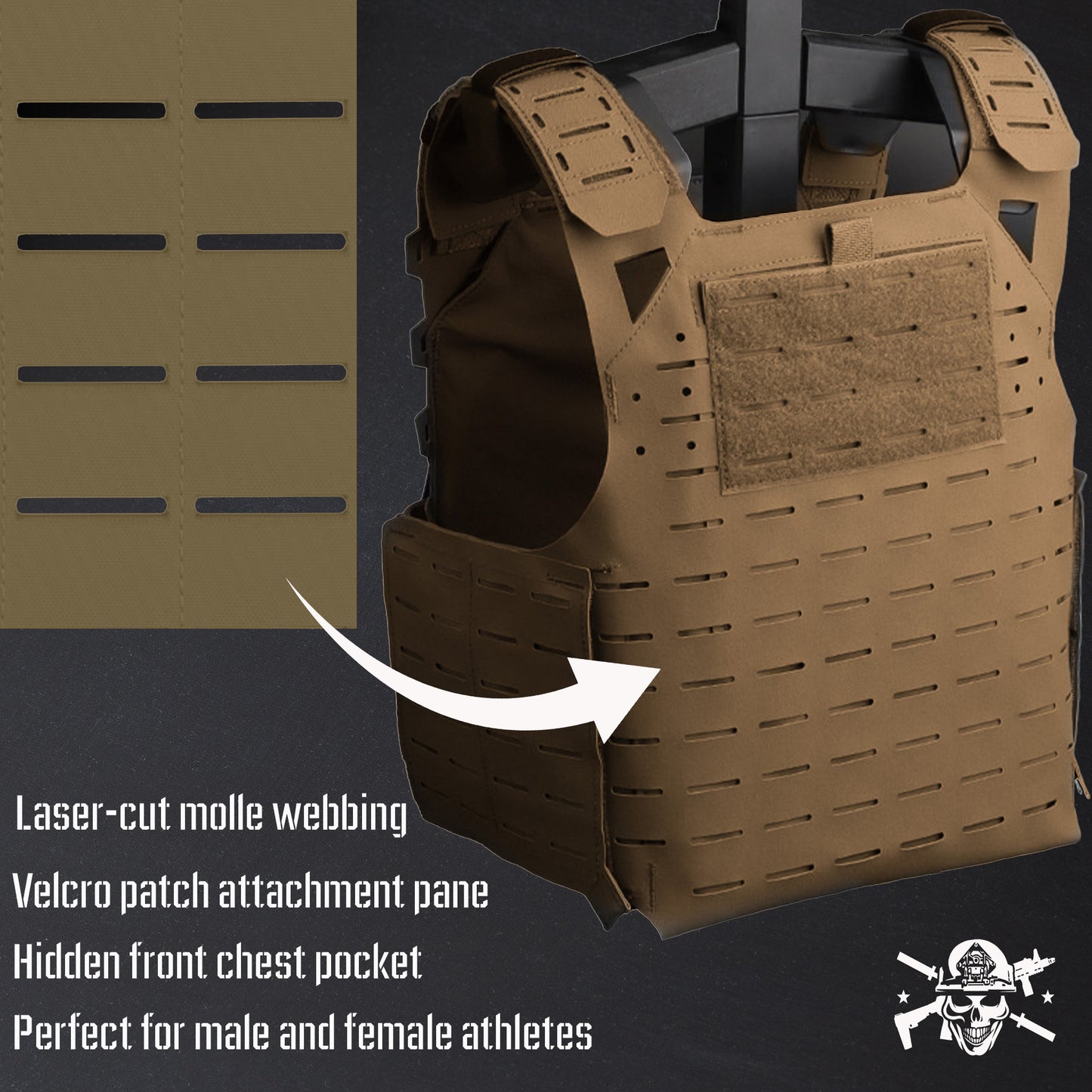 Premium Weighted Vest Plate Carrier - Ultra Lightweight, Laser-Cut