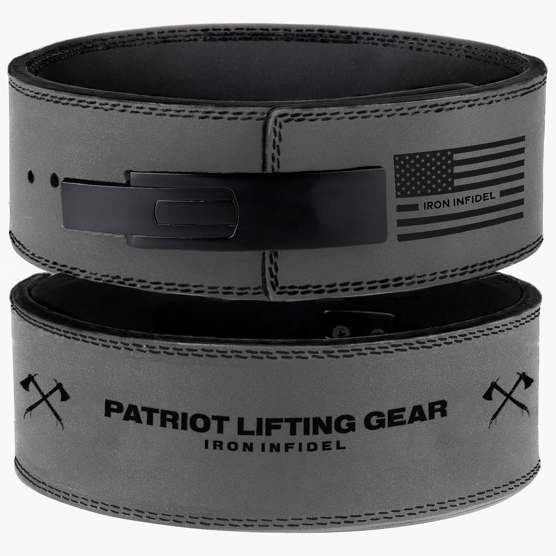 Iron Infidel Weight Lifting Belt Patriot Lifting Gear Grey 10mm Lever Belt