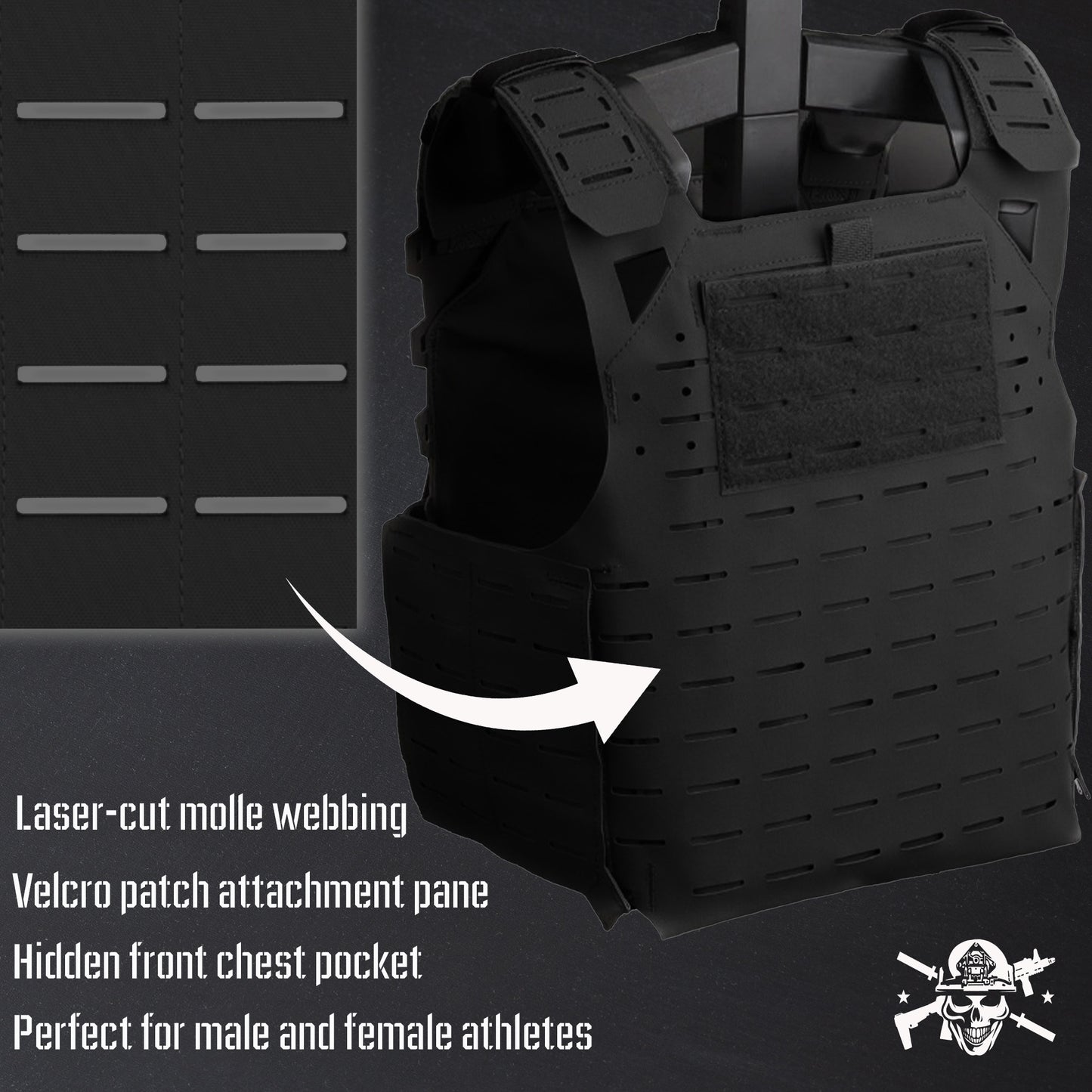 Premium Weighted Vest Plate Carrier - Ultra Lightweight, Laser-Cut