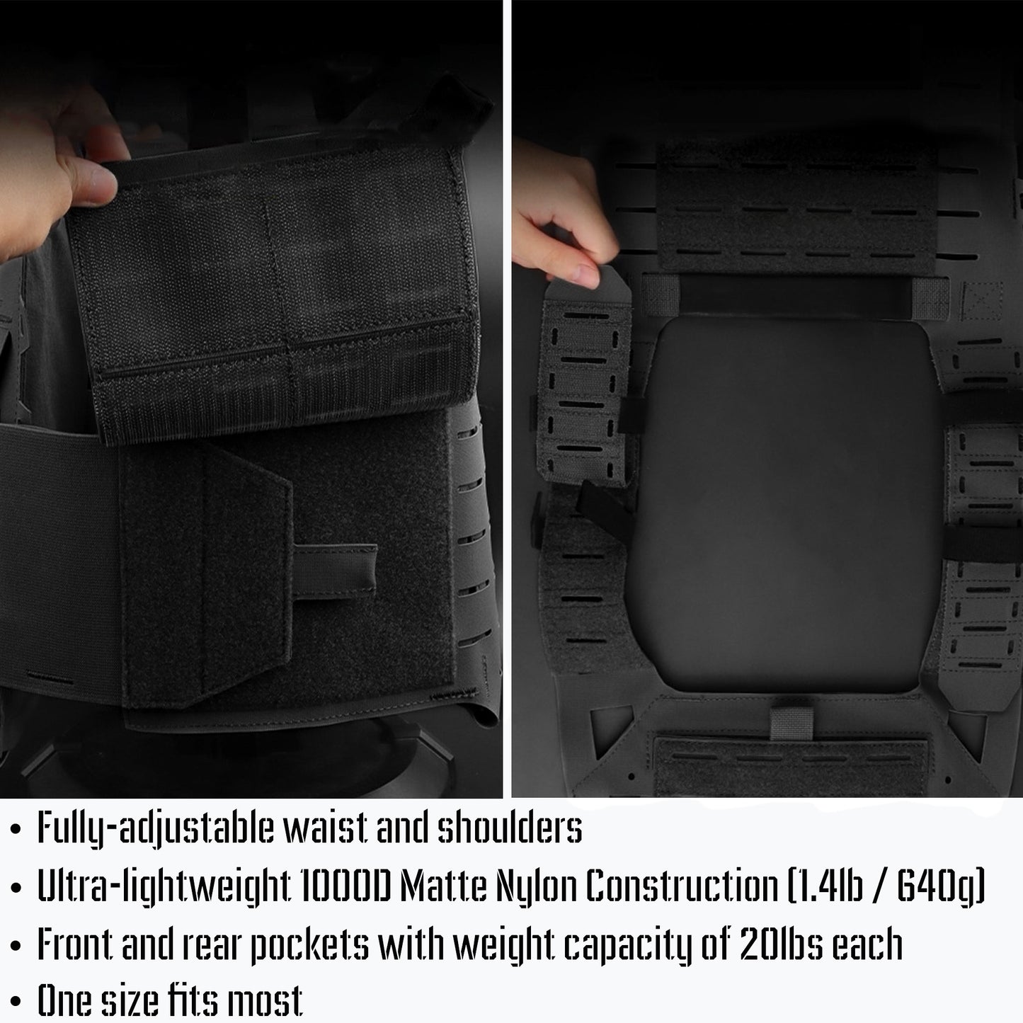 Premium Weighted Vest Plate Carrier - Ultra Lightweight, Laser-Cut