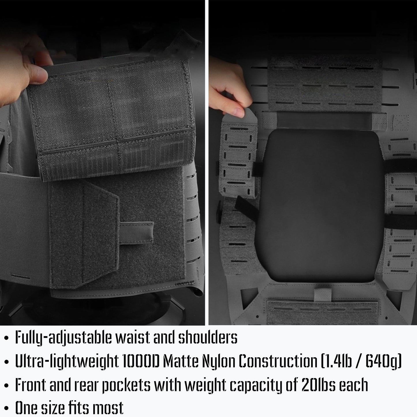 Premium Weighted Vest Plate Carrier - Ultra Lightweight, Laser-Cut