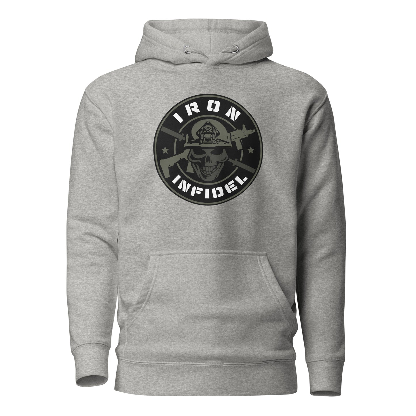 Iron Infidel Premium Logo Hoodie Hooded Sweatshirt Grey Carbon