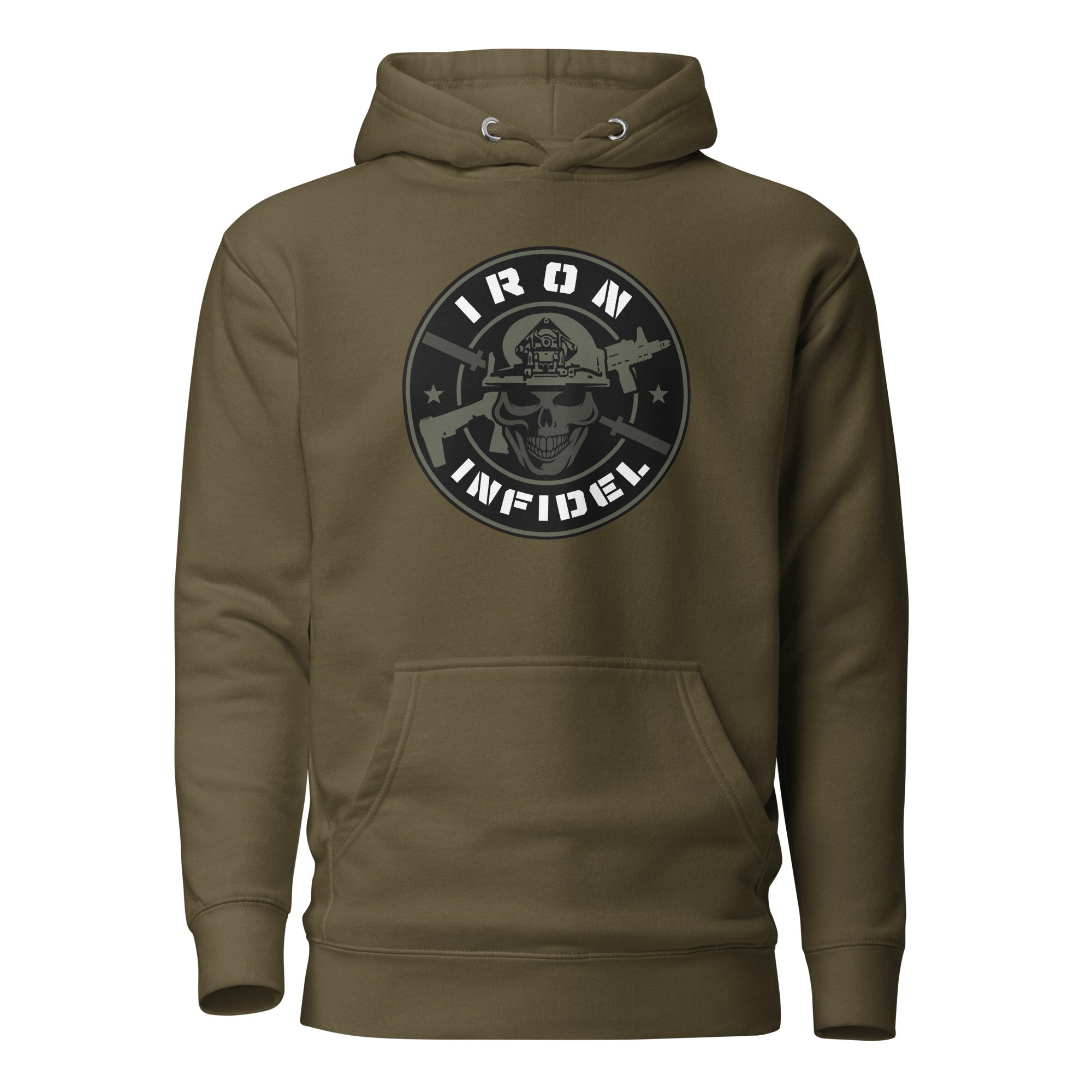 Iron Infidel Premium Logo Hoodie Hooded Sweatshirt OD Green Military Green