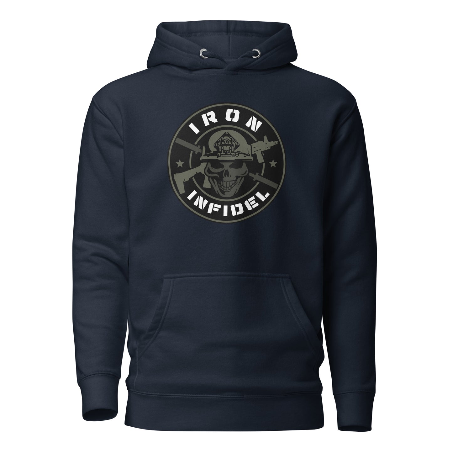 Iron Infidel Premium Logo Hoodie Hooded Sweatshirt Navy Blue